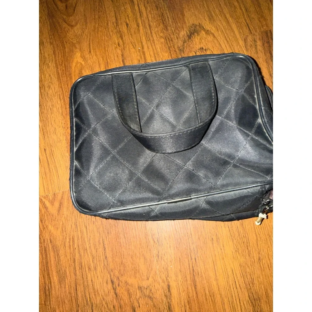 Mary Kay Black Quilted Travel Cosmetic Bag Makeup Organizer Pink Interior
